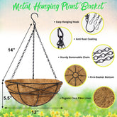 Hanging Planter Baskets w/Coco Liner (4 Pack)